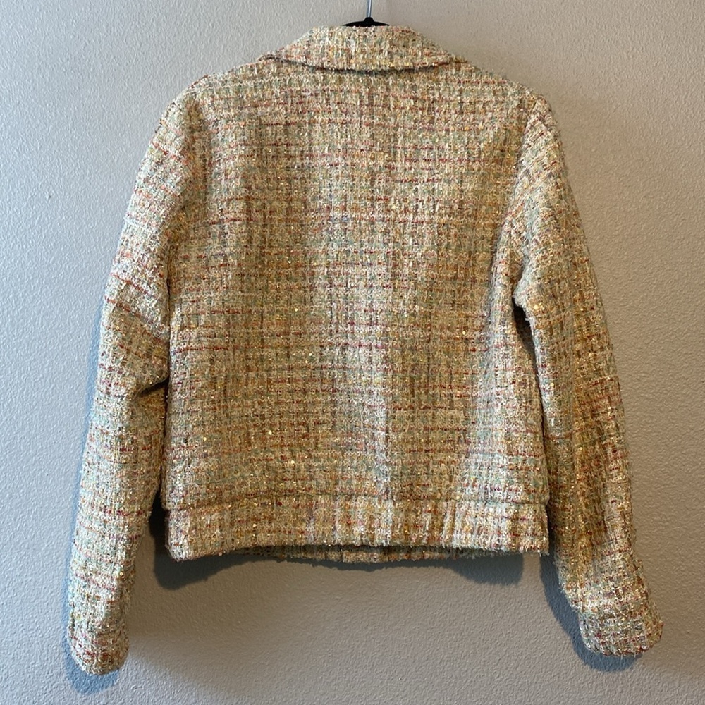 Sequin Tweed Novelty Button Cropped Bomber Jacket and shorts set - Picture 6 of 17